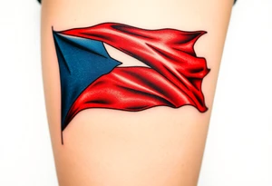 A waving Czech flag with realistic fabric texture, its red, white, and blue colors tattoo idea