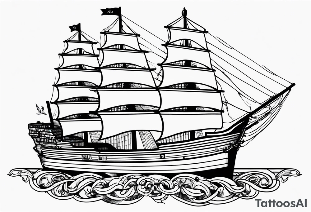 Ship with the names Albie and Crew tattoo idea
