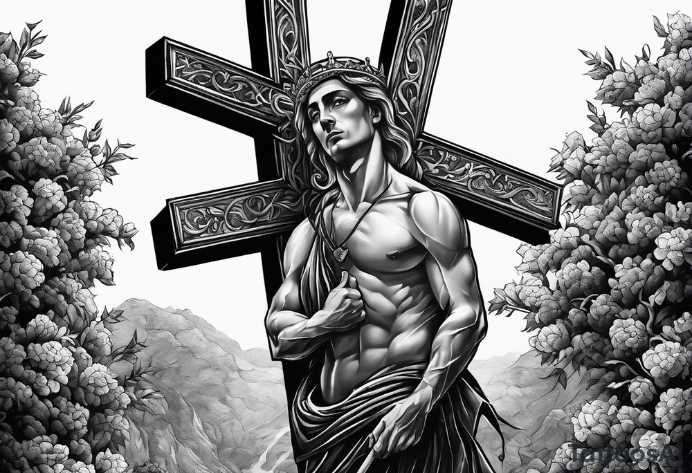 man carrying a cross tattoo idea