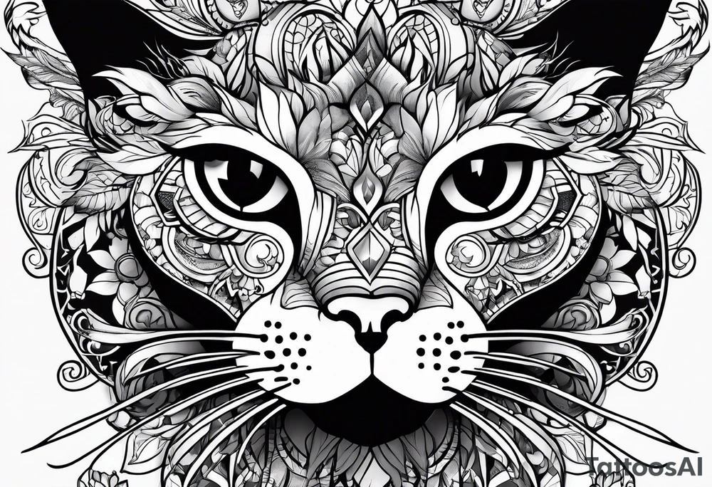black cat with penis tattoo idea