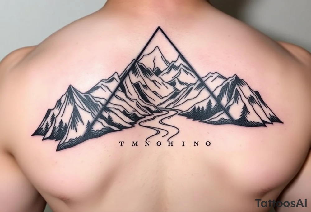 Mountains with the river running through it and a triangle around it with Humboldt at the top Mendocino  in the left bcorner and Trinity in the right tattoo idea