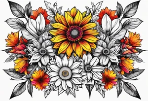 Indian blanket flower arrows tattoo idea