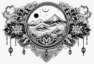 sternum tattoo moon and lace tattoo idea