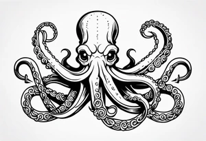 Octopus holding anchor in middle tattoo idea