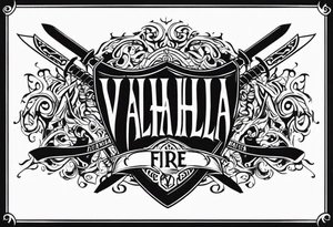 Valhalla sword shield fire tattoo idea
