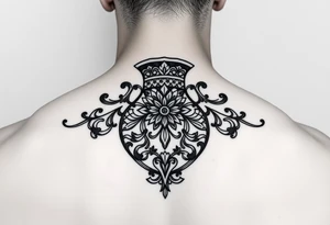 Large Decorative ornamental vase tattoo idea