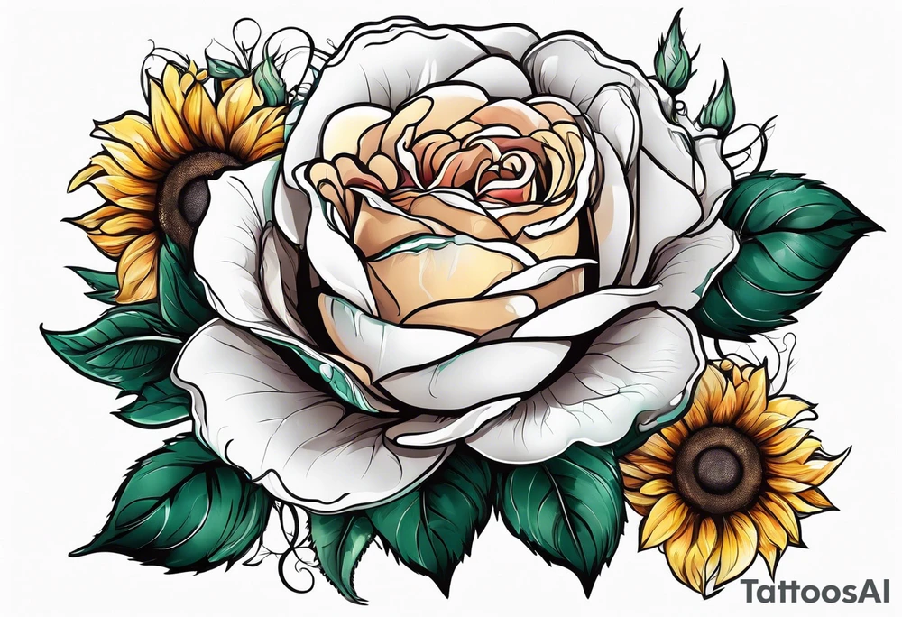 flower rose , sunflower, animal tattoo idea