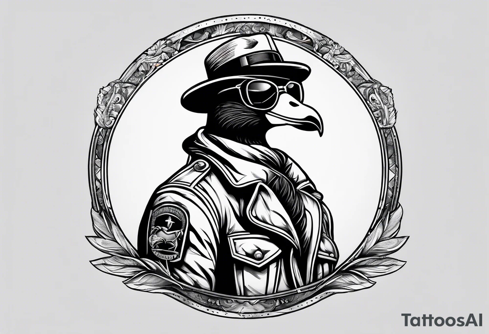 A silly goose dressed as an aviator tattoo idea