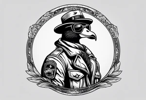 A silly goose dressed as an aviator tattoo idea