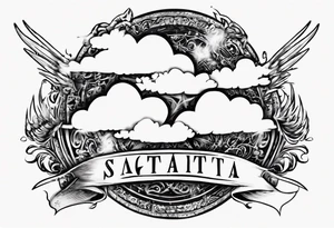 a cloud with the word sagittarius with the date 12.08.05 tattoo idea