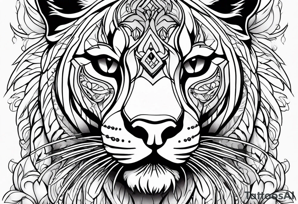mountain lion face, teeth showing tattoo idea