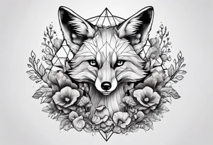 Dear fox skeleton with mushrooms growing out of it tattoo idea