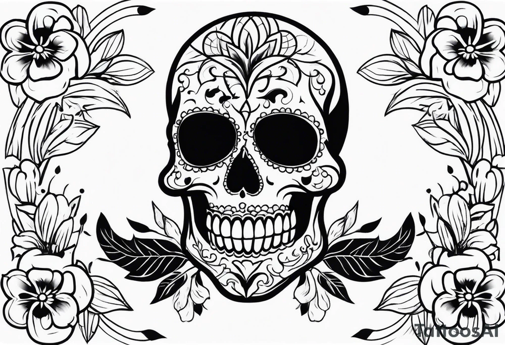 Day of dead skull with smoke around it tattoo idea