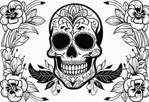 Day of dead skull with smoke around it tattoo idea