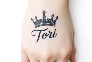 Name Tori with big crown tattoo idea
