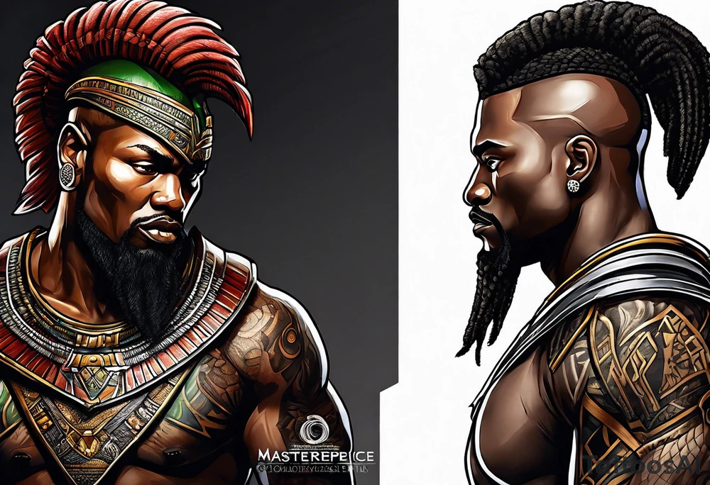 african warrior with Spartan soldier tattoo idea