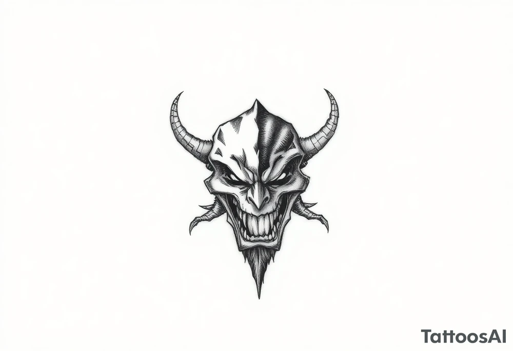 a monster symbol representing bipolar disorder of both happy and sad at the same time tattoo idea