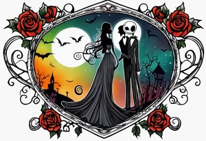couples nightmare before Christmas with jack skellington and sally tattoo idea
