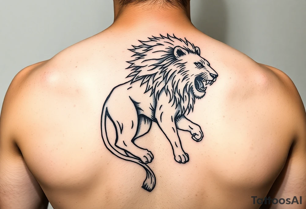 Lion with Quintanar on back tattoo idea