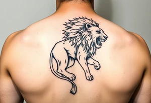 Lion with Quintanar on back tattoo idea