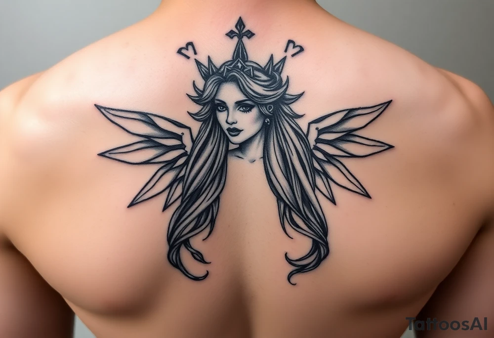 Aquarius theme mysterious screams power elegant and feminine tattoo idea