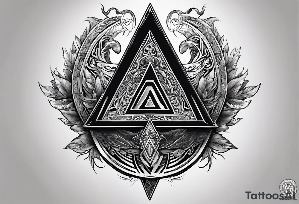 Valhalla  sword shield axe Valknut fog tattoo idea