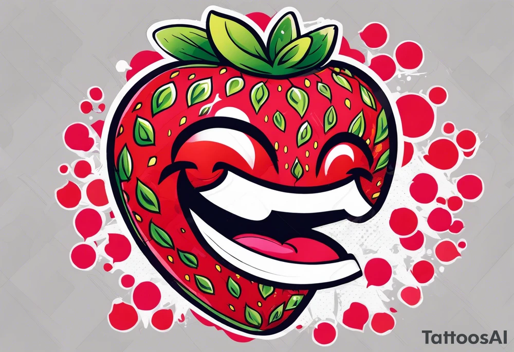 one graffiti style Strawberry, no background tattoo idea