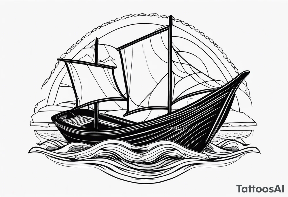 boat in sea tattoo idea