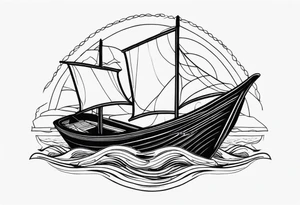boat in sea tattoo idea