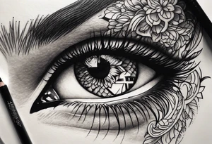 Tattoo that include women eye and panther eye tattoo idea