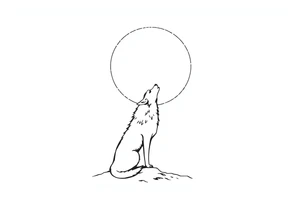 lone wolf howling at full moon with northern lights backdrop tattoo idea