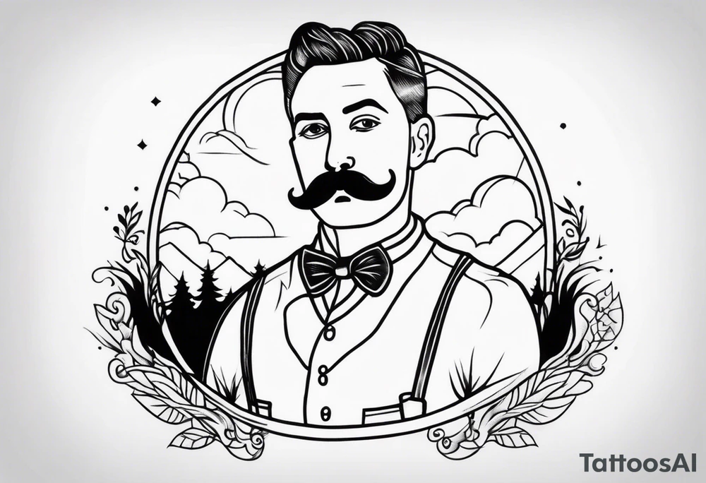 traditional tattoo of man with mustash tattoo idea