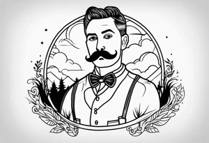 traditional tattoo of man with mustash tattoo idea