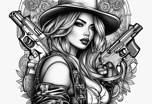 gangsta girl and guns tattoo idea