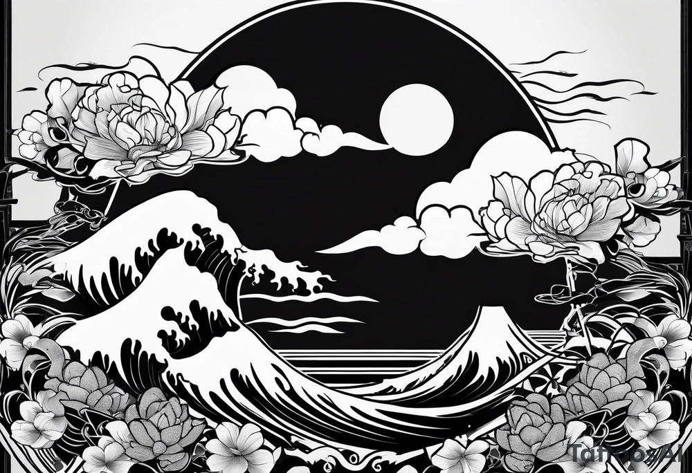 Black Japanese fan tattoo idea
