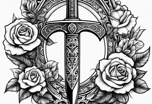 Dagger with hourglass blade and flower handle tattoo idea