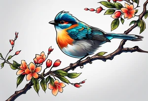 Bird taking off from a branch tattoo idea