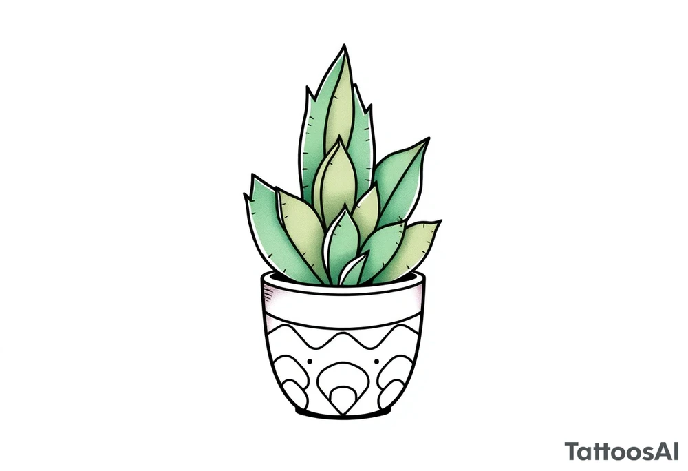 cute cacti and succulent in a pot tattoo idea