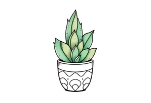cute cacti and succulent in a pot tattoo idea