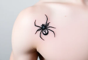 Black widow Spider crawling down sideways with the letter Y on the body of the spider tattoo idea