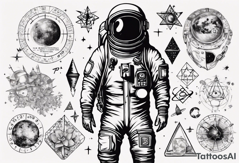 Astronaut surrounded by math tattoo idea