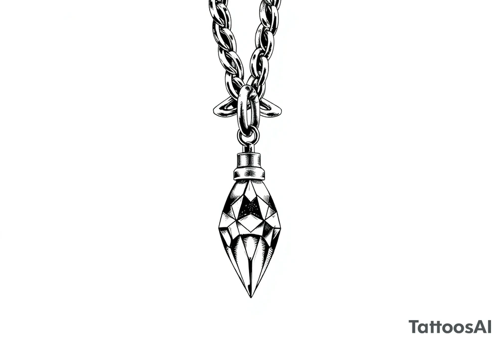 Iced out Cuban link chain with 23 pendant hanging tattoo idea