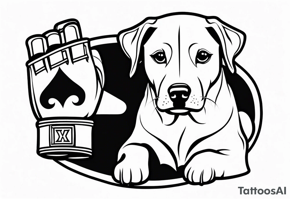 Dog with boxing gloves tattoo idea
