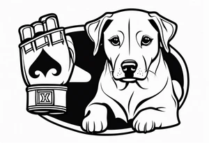 Dog with boxing gloves tattoo idea