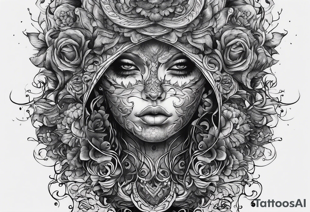 Unsettling depiction of a mind with bipolar tattoo idea
