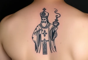 Russian Orthodox Priest in fully detailed vestment swinging a censer with smoke curling upward tattoo idea