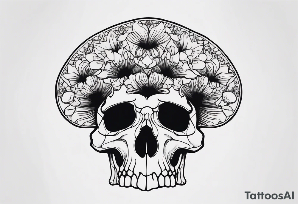 Skull magic mushrooms tattoo idea