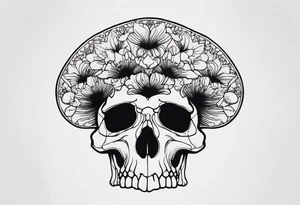 Skull magic mushrooms tattoo idea