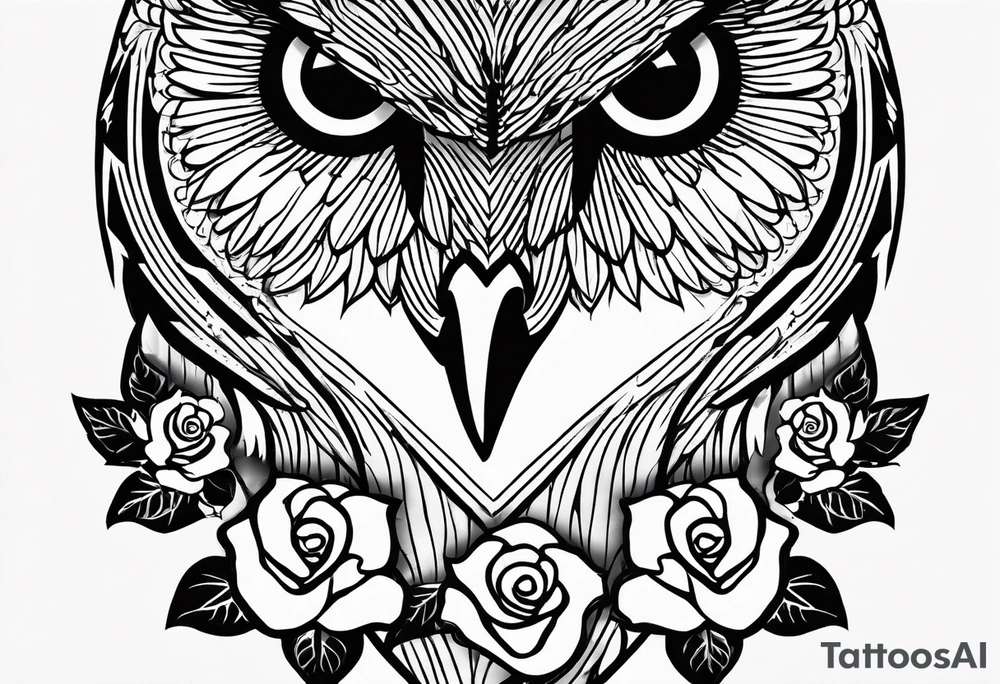 Barred owl, a rose, a paw print tattoo idea