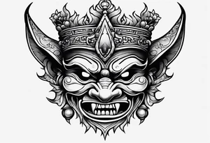 korean goblin mask with a crown tattoo idea